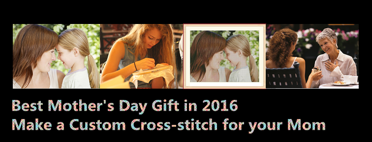 Mother‘s Day Gift Custom Photo on Cross-Stitch 