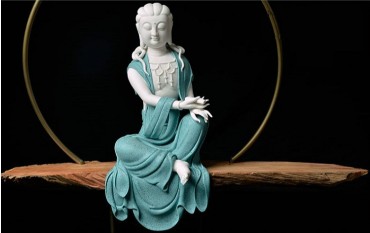 Modern Chinese Style ZEN White Porcelain Ceramics Guanyin Ornament Handicraft with Hands Together