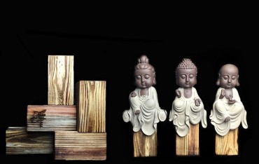 Q-Version Sakyamuni Guanyin Ksitigarbha Buddha Original Porcelain Ornament Handicraft with wooden base