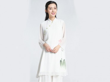Tai Chi Clothing Short-sleeve Suit for Women Summer Linen  Lotus