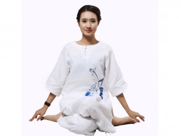 Summer V-Collar Zen Meditation Women Cotton Uniform