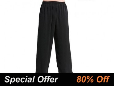 Kung Fu Pants Cotton with Silk for Men and Women Black