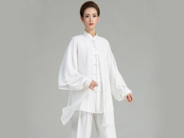 Tai Chi Uniform Suit with Outside Veil White