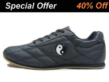 Double Star  Leather Tai Chi Shoes Black Tai Chi Pattern