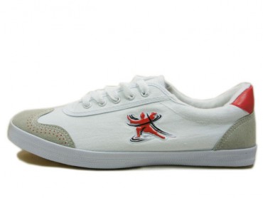 Double Star Canvas Tai Chi Shoes White Tai Chi Quan Pattern