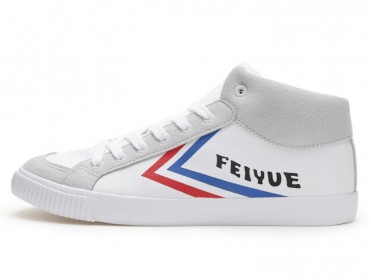 Feiyue Shoes 2017 Autumn and Winter New High Top Knight Classic Casual Canvas Shoes White with Blue Red Strips