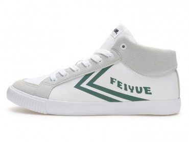 Feiyue Shoes 2017 Autumn and Winter New High Top Knight Classic Casual Canvas Shoes White with Green Strips