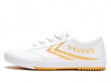 Feiyue shoes Shaolin Kung Fu Shoes Updated Version White With Golden Strips