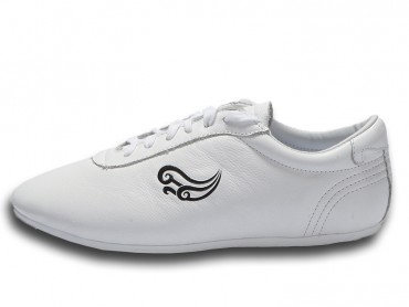Genuine Leather Tai Chi Shoes for Martial Art White Black Cloud