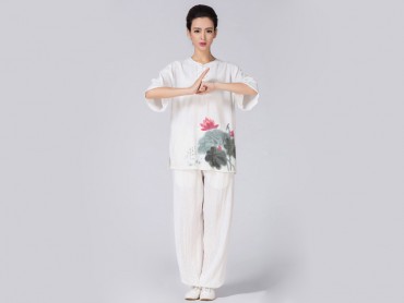 Tai Chi Uniform Half-sleeve Lotus Pattern for Summer
