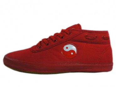 Double Star Canvas Tai Chi Shoes High Top Red Tai Chi Pattern