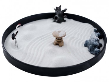 ICNBUYS Zen Garden Crane Snow Mountain Japanese Censers Set with Free Rake and Pushing Sand Pen 