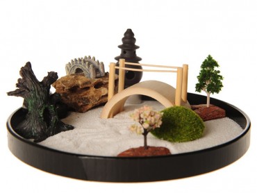 ICNBUYS Zen Garden with Boat Bridge Japanese Censers Set