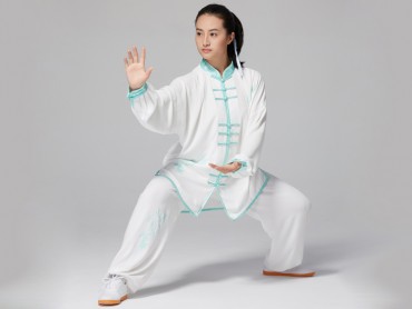 Professional Tai Chi Clothing Uniform Green Bamboo Leaves Patterns