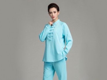 Professional Tai Chi Cloting Uniform Pure Cotton Thicken for Winter Blue