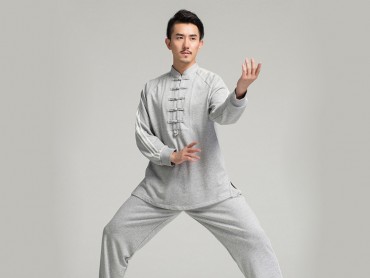 Professional Tai Chi Cloting Uniform Pure Cotton Thicken for Winter Grey