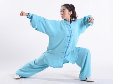 Professional Tai Chi Uniform Summer Woman Light Blue