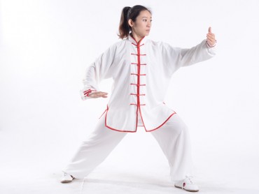 Professional Tai Chi Uniform Summer Woman White Red