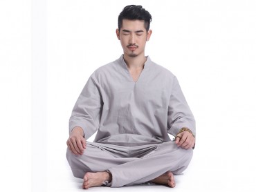 Summer Zen Meditation Men Cotton Uniform Long Sleeve