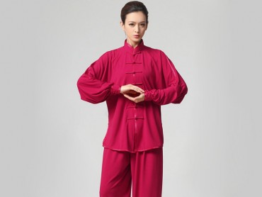 Tai Chi Clothing Set Casual Style Rose Red