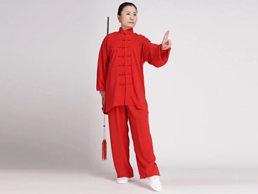 Tai Chi Clothing Cotton and Linen Suit for Women Red