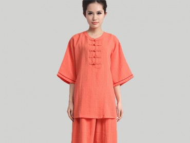 Tai Chi Clothing Half-sleeve Casual Style Orange