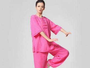 Tai Chi Clothing Half-sleeve Casual Style Rosy