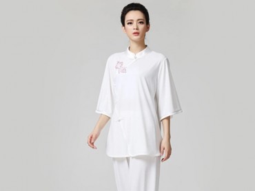 Tai Chi Clothing Half-sleeve Suit for Women Snow-White