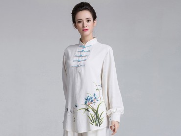 Tai Chi Clothing Half-sleeve Suit for Women Spring Summer Linen