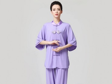 Tai Chi Clothing Half-sleeve Suit for Women Violet