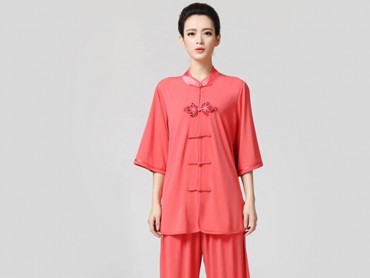 Tai Chi Clothing Half-sleeve Suit for Women Watermelon Red