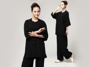 Tai Chi Clothing Pure Cotton Half-sleeve for women Black