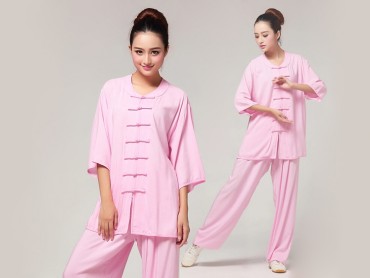 Tai Chi Clothing Pure Cotton Half-sleeve for Women Pink