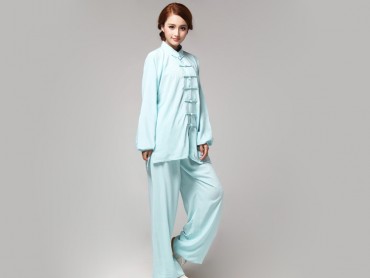Tai Chi Clothing Pure Cotton for Women Light Blue