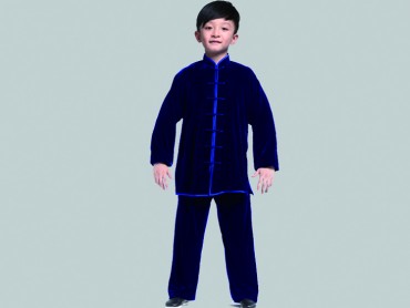 Tai Chi Clothing Set Kids Boy Velvet Gem Blue