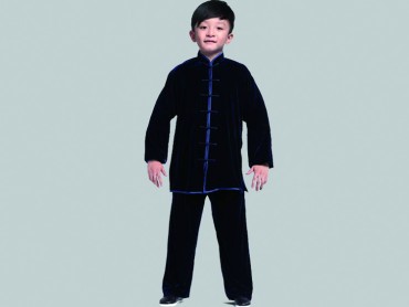 Tai Chi Clothing Set Kids Boy Velvet Navy Blue