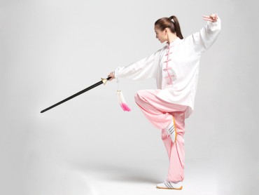 Tai Chi Clothing Set Women Spring Winter White Pink