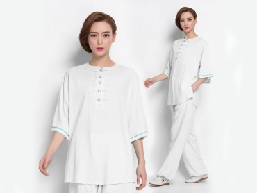 Tai Chi Clothing Short-sleeve Suit for Women Spring Summer Linen