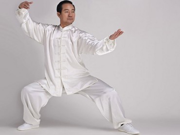 Tai Chi Uniform Silk Like Suit for Men White