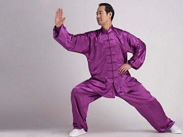 Tai Chi Uniform Silk Like Suit for Men Violet