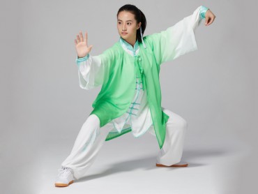 Tai Chi Outside Gradient Color Green Veil Shawl