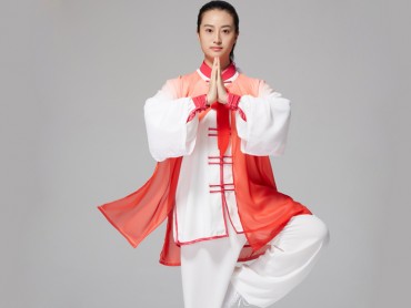 Tai Chi Outside Gradient Color Orange Veil Shawl