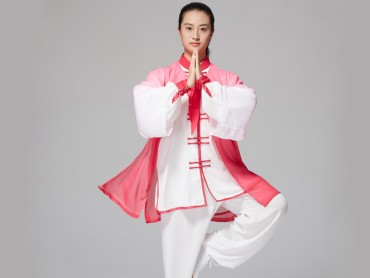 Tai Chi Outside Gradient Color Red Veil Shawl