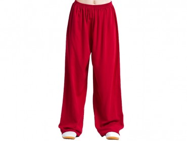 Tai Chi Pants Cotton with Silk for Men and Women Red
