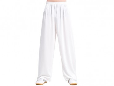 Tai Chi Pants Cotton with Silk for Men and Women White