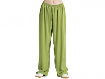 Tai Chi Pants Silk and Linen for Men and Women Green