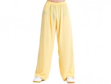 Tai Chi Pants Silk and Linen for Men and Women Yellow