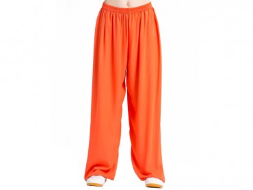 Tai Chi Pants Silk and Linen for Men and Women Orange