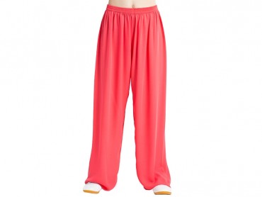 Tai Chi Pants Silk and Linen for Men and Women Watermelon Red