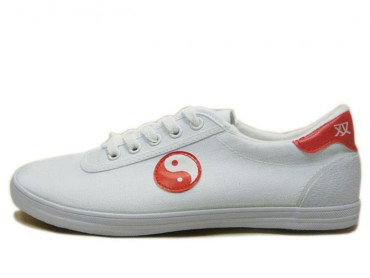 Double Star Canvas Tai Chi Shoes White Tai Chi Pattern